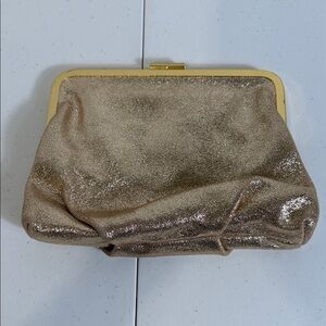J. Crew Gold Leather Clutch Bag